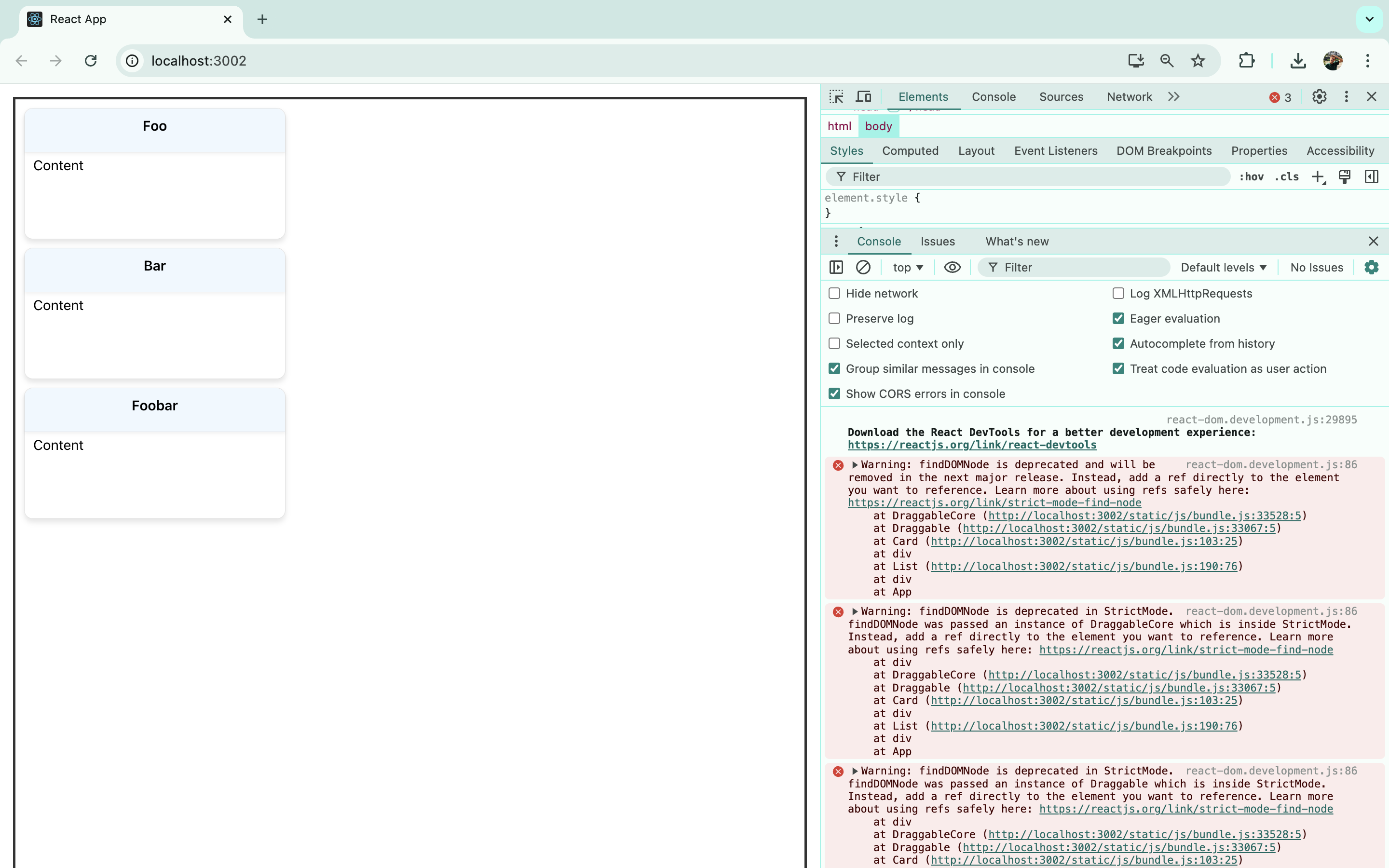 findDOMNode Warning findDOMNode Warning